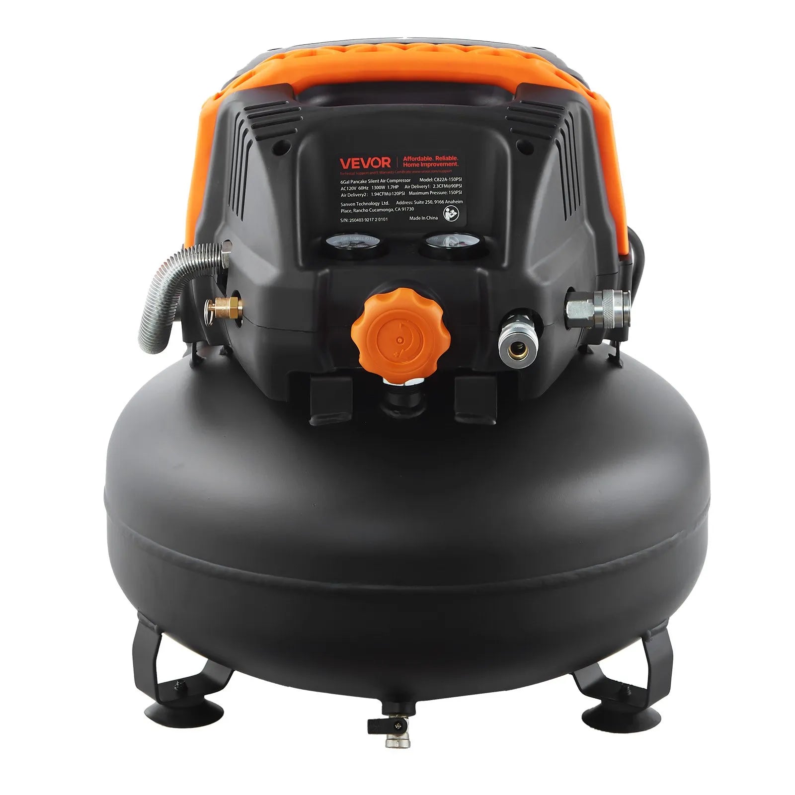 VEVOR 6 Gallon Air Compressor 1.7HP 2.3CFM @ 90PSI with 12-Piece Accessory Kit