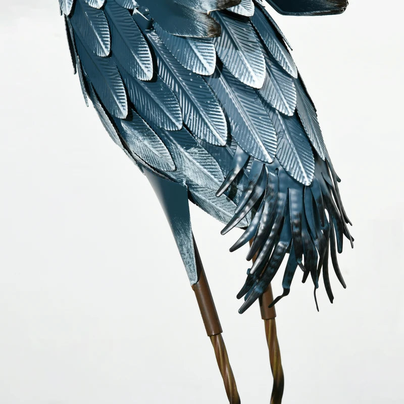 Set of 2 Garden Sculptures, Heron Garden Statues for Lawn, Patio, Backyard Decoration, 29" & 27.5", Blue