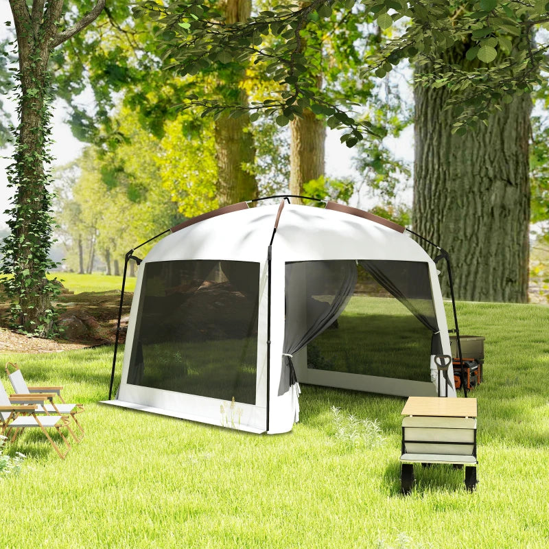 10' x 10' Screen Tent, UV50+ Protection Outdoor Screen House with Carry Bag & Ground Stakes, Fits 6-8 People, White