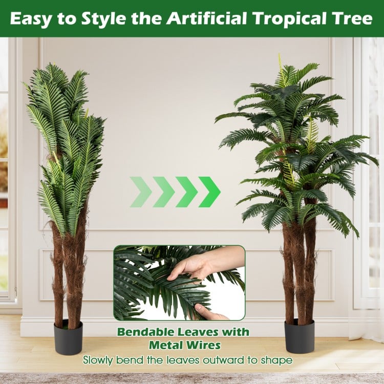 2 Pack Artificial Palm Tree 6.3 ft Tall with Adjustable Leaves