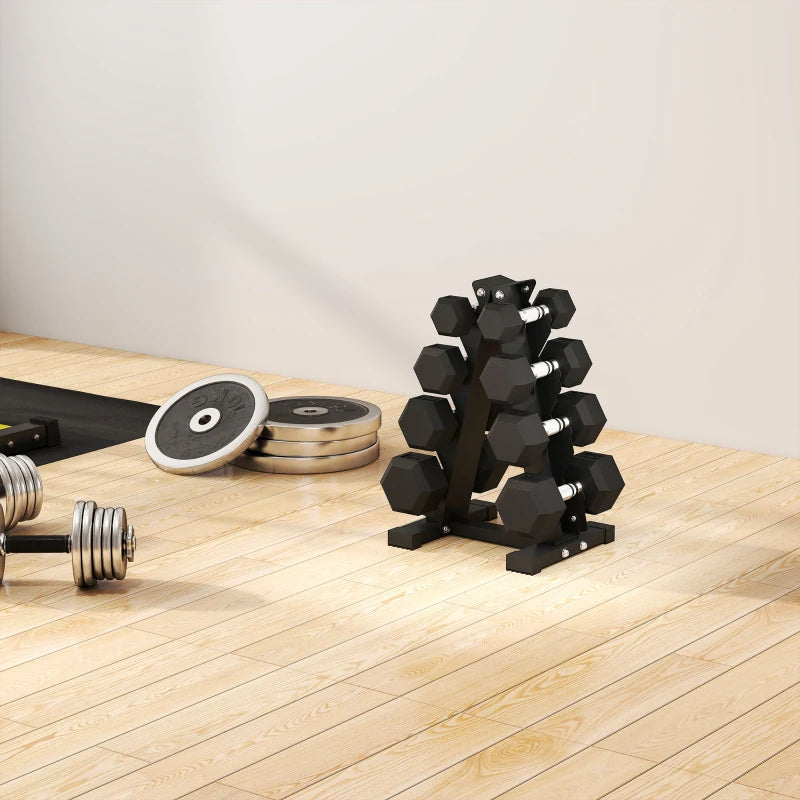 Soozier 100 LBS Hex Dumbbell Set with Rack, Rubber Coated Weights with Non-Slip Handles for Home Gym Strength Training