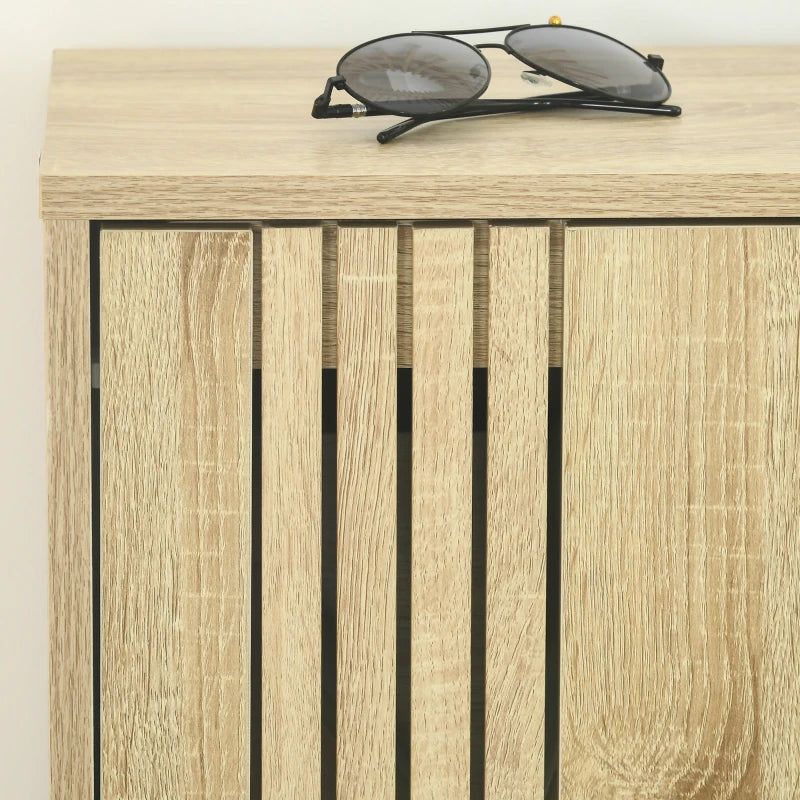 Shoe Storage Cabinet Organizer for 18 Pairs of Shoes with 3 Flip Drawers and Adjustable Shelves, Oak