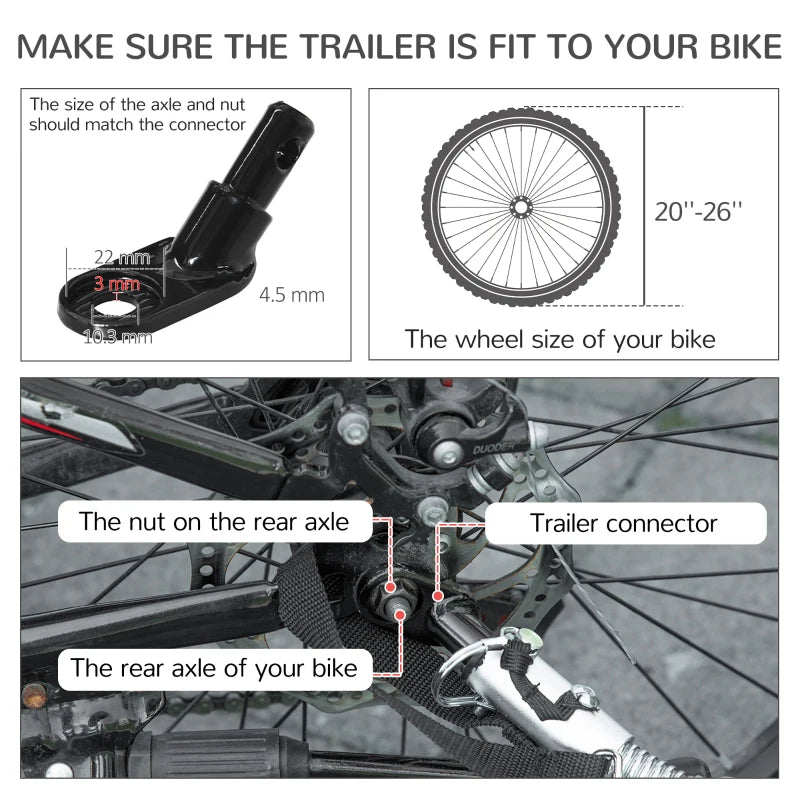 2 in 1 Dog Bike Trailer, Dog Stroller with Safety Leash, Hitch, Flag, Reflectors, Cushion for Small Dogs, Black