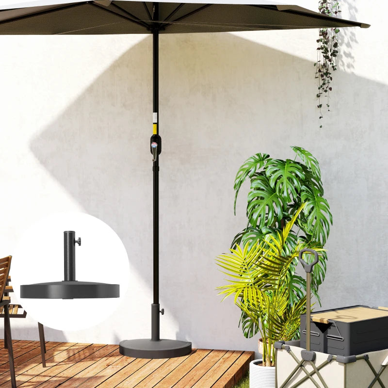 20 lbs Resin Half Parasol Base Outdoor Umbrella Stand Weight, Concrete Garden Parasol Stand, Black