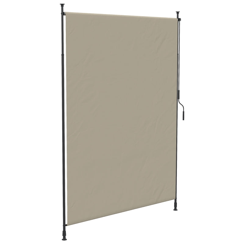 7' x 10' Retractable Patio Awning, Manual Outdoor Privacy Screen with UPF40+ & Water-Resistant Fabric, Beige