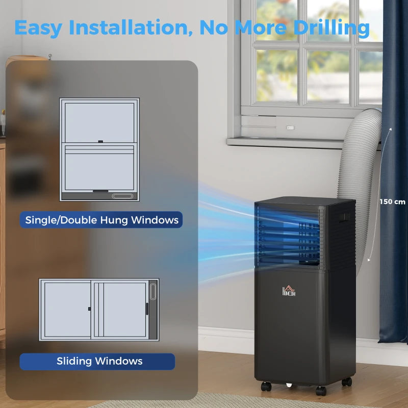 10000 BTU Portable Air Conditioner with Fan & Dehumidifier Mode, Quiet AC Unit with Remote Control, 24-Hour Timer, Black