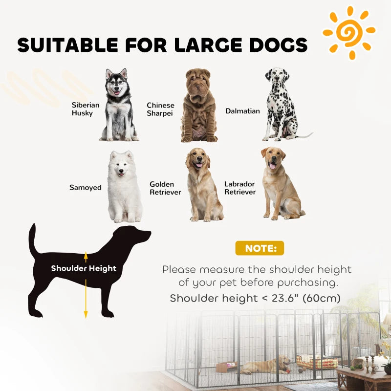 16 Panels Dog Playpen with Strap, Portable & DIY, for Large Dogs, for Yard, RV, Camping, Garden, 47" Height