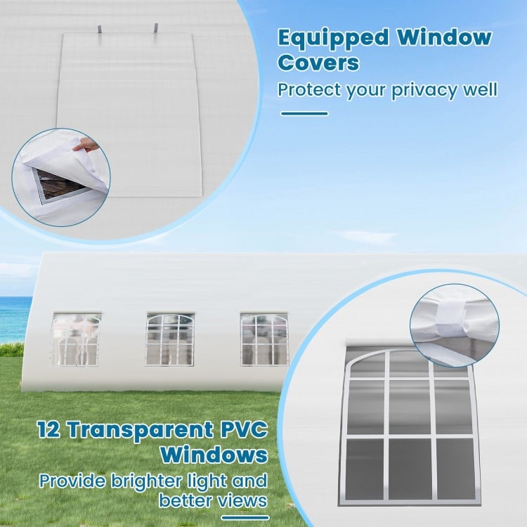 20 x 40 FT Peach Shaped Party Tent Wedding Canopy with Zipper Doors-White