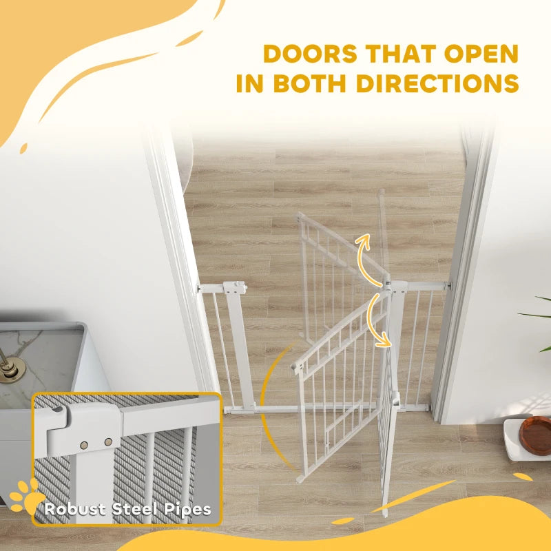 30"-41" Extra Wide Pet Gate with Small Door, 42" H Dog Gate with 3-Inch and 5.5-Inch Extension Kit
