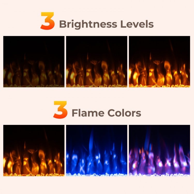 23 Inches 750W/1500W Electric Fireplace Heater with Alter Flame Color and Brightness