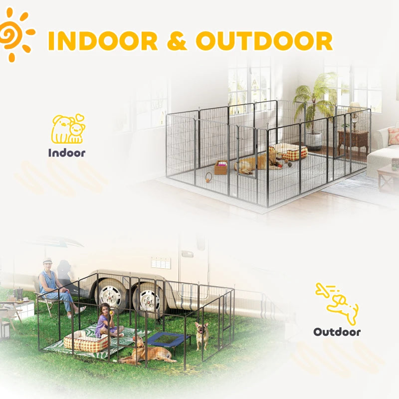 24 Panels 44.5" Height Heavy Duty Dog Playpen for Small Medium Large Dogs, Black