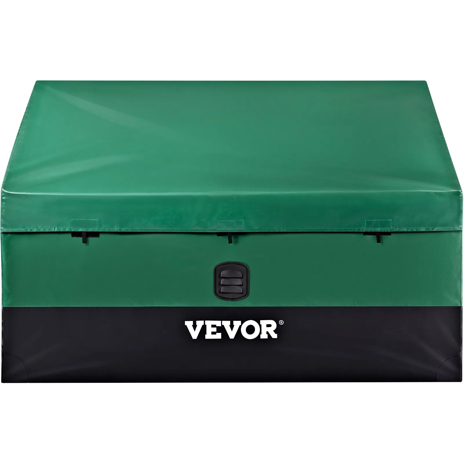 VEVOR Outdoor Storage Box, 100 Gallon Waterproof PE Tarpaulin Deck Box w/ Galvanized Frame, All-Weather Protection & Portable, for Camping, Garden, Poolside, and Yard, Brown & Blue