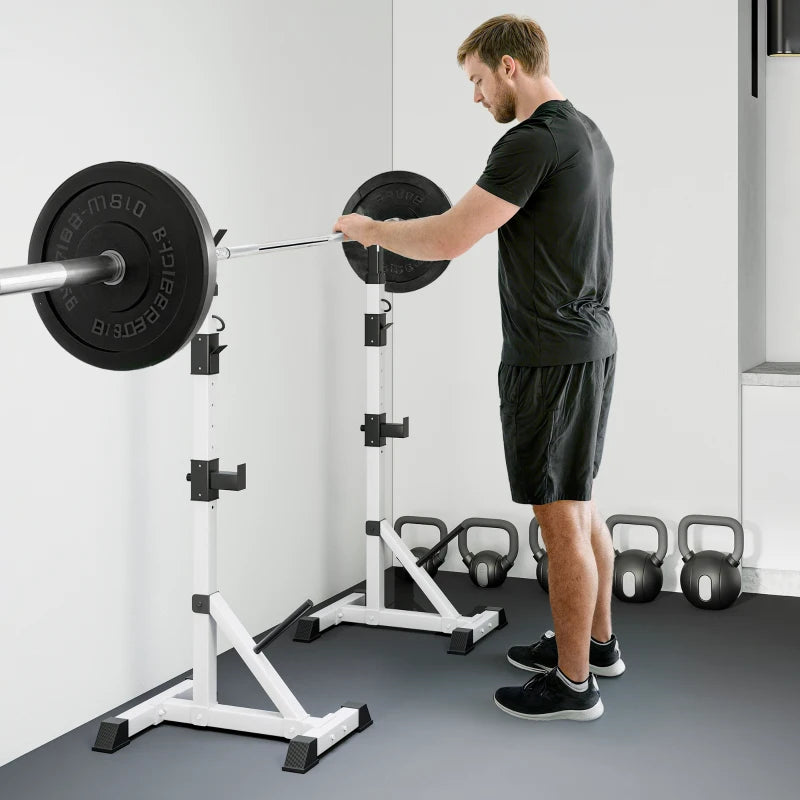 Soozier 2-Piece Barbell Rack, 53.5"-69.3" Height Adjustable Squat Rack Bench Press Rack, 440LBS Capacity
