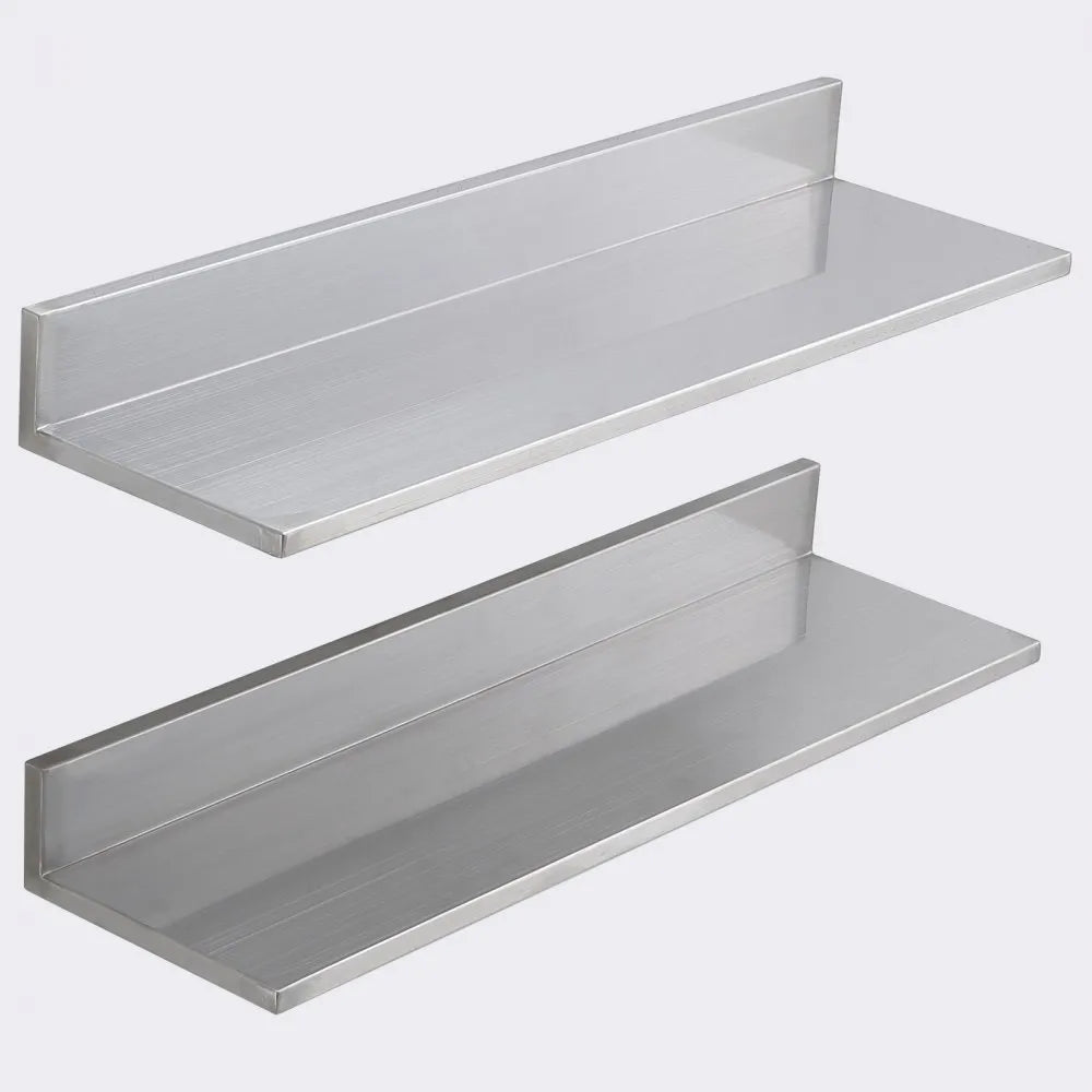VEVOR 8.6" x 24" Stainless Steel Shelf, Wall Mounted Floating Shelving with Backsplash, 44 lbs Load Capacity Commercial Shelves, Heavy Duty Storage Rack for Restaurant, Kitchen, Bar, Home, and Hotel