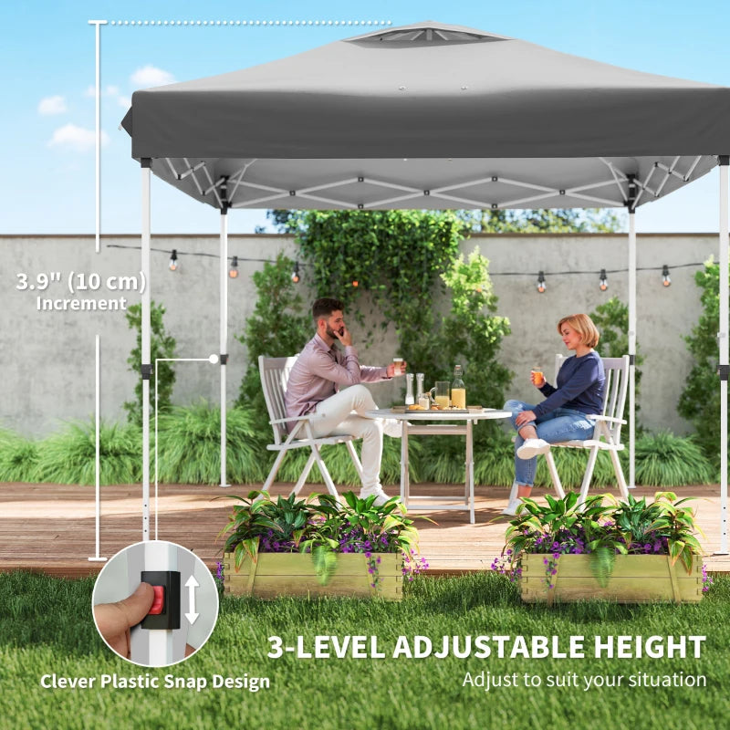 10 x 10 ft Pop Up Canopy Tent with Mosquito Netting, UPF 50+ Central Lock Easy Setup Outdoor Party Tent, Dark Grey