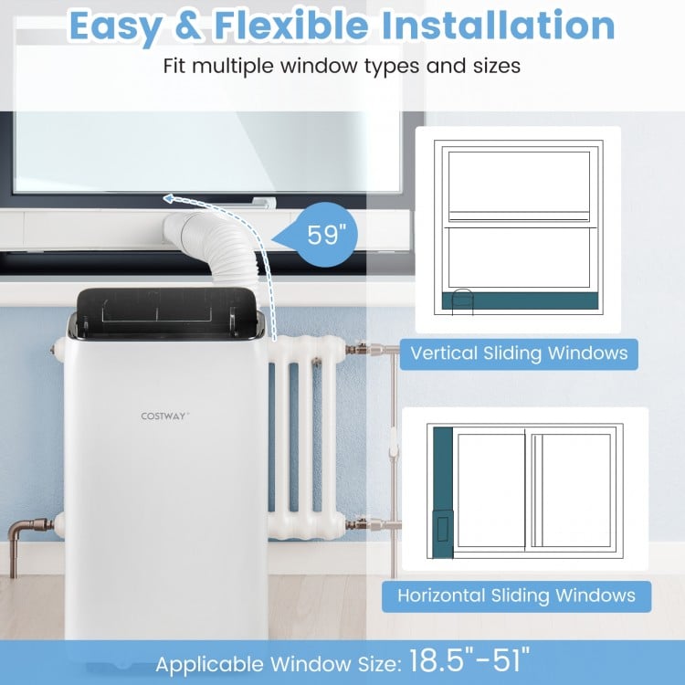 14000 BTU Inverter Portable Air Conditioner 3 in 1 Wifi Enabled AC Unit-White