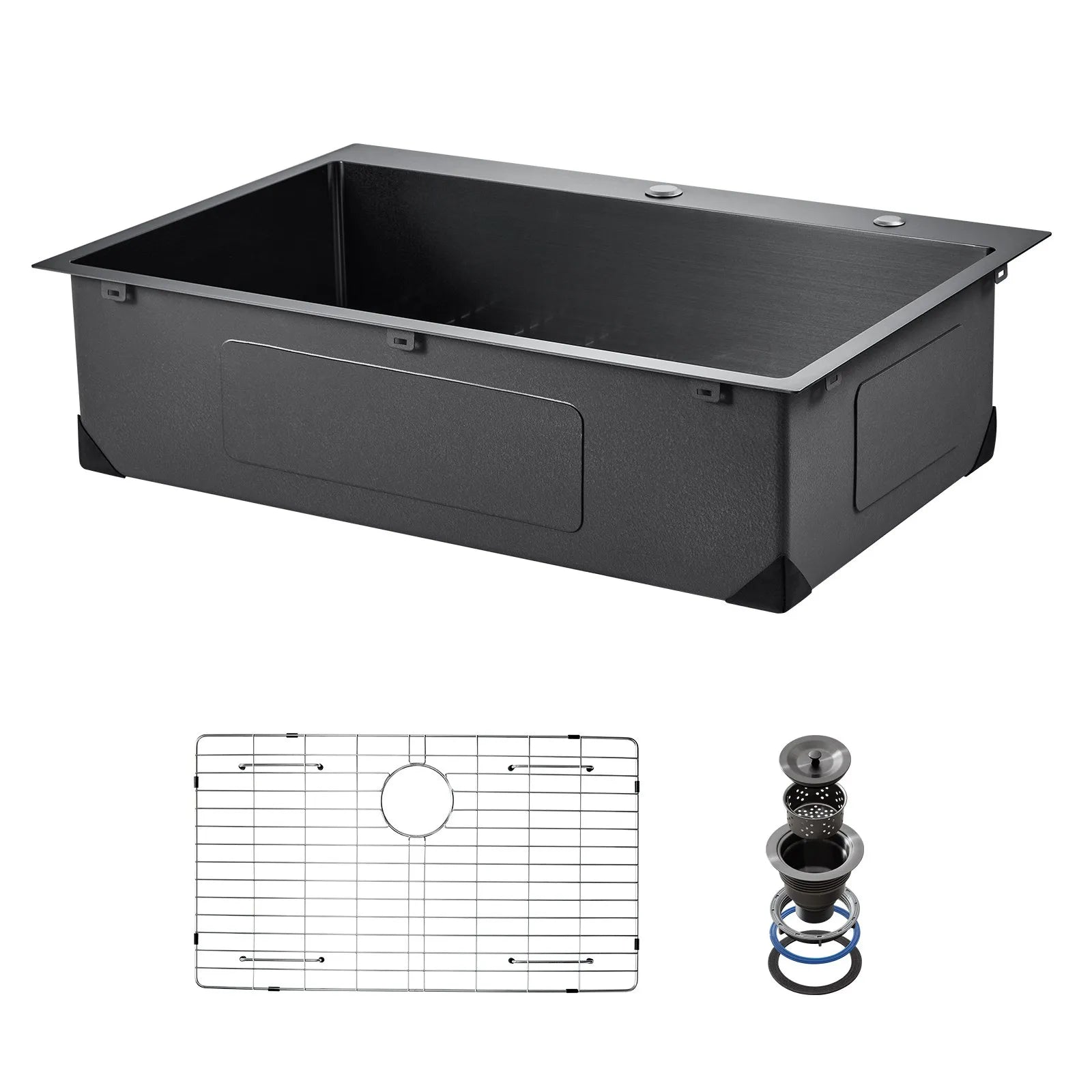 VEVOR 33" Kitchen Sink Top Mount Single Bowl Drop-In Basin Stainless Steel Black