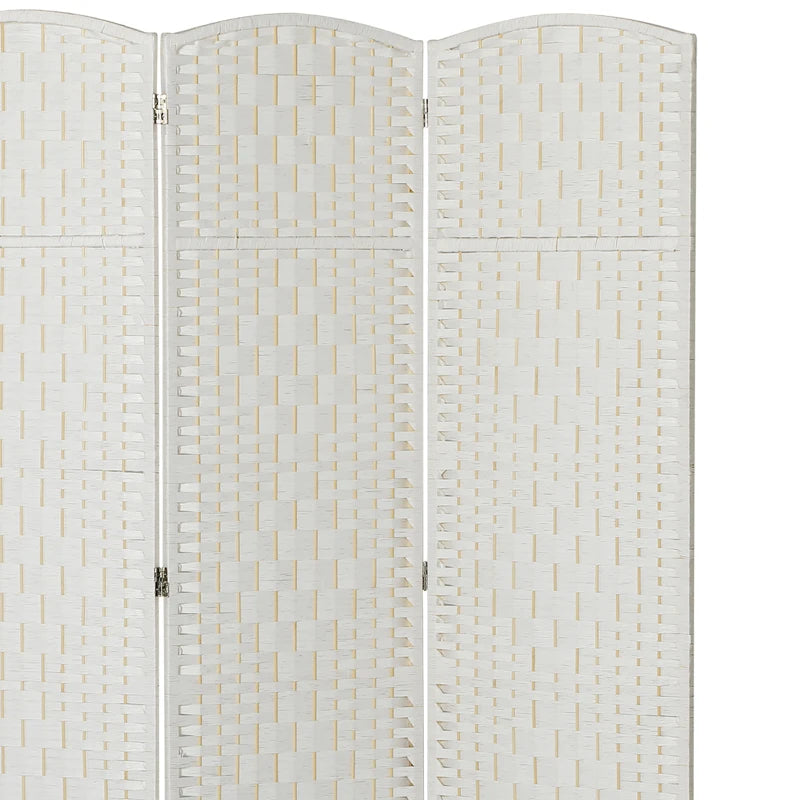 6ft Folding Room Divider, 3 Panel Wall Partition with Wooden Frame for Bedroom, Home Office, White