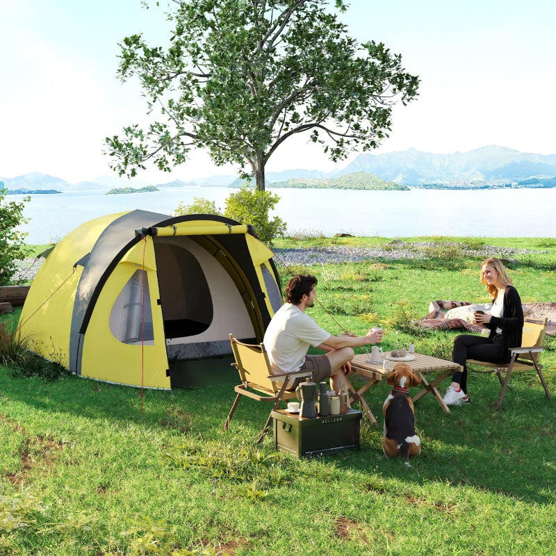 3-4 Person Camping Tent, Easy Set Up Dome Tent with Porch, Waterproof Family Tent with Bedroom and Sewn-in Groundsheet