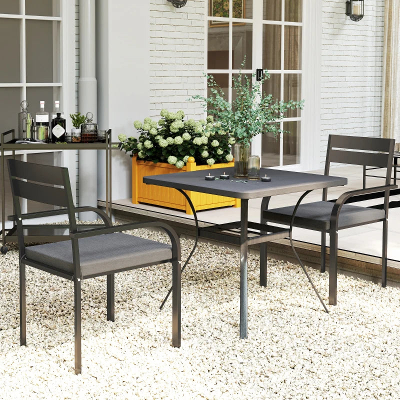 2 Piece Outdoor Dining Chairs with Aluminum Frame, Soft Cushion, for Deck, Garden, Balcony, Poolside, Grey