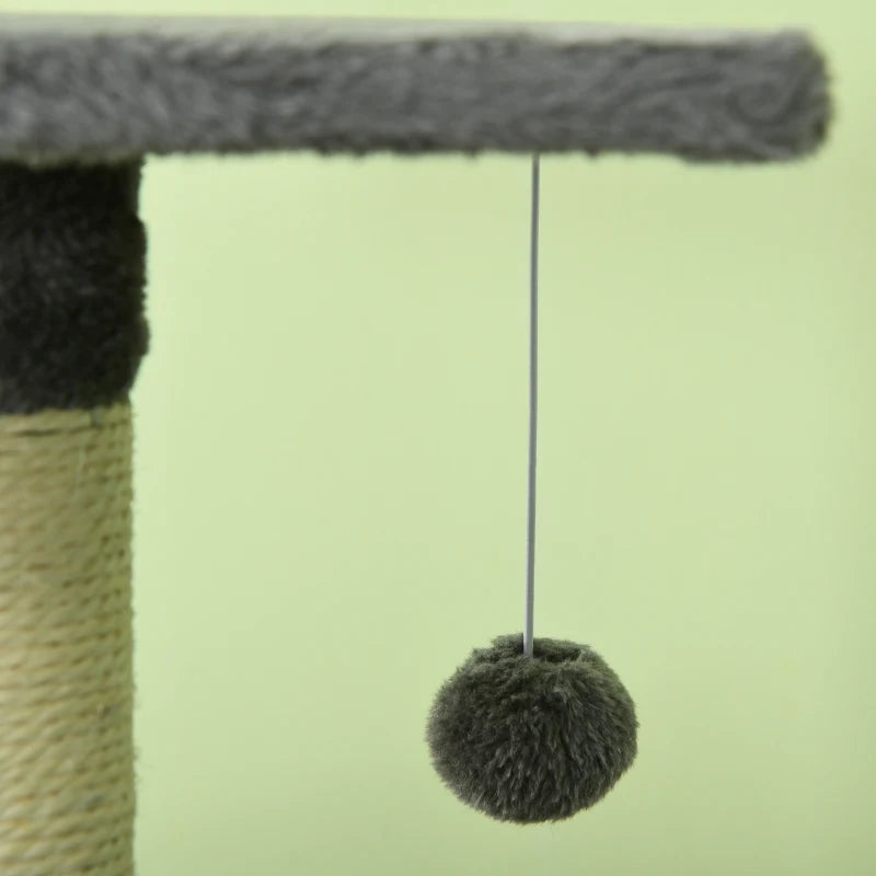 46Inch Scratching Cat Tree, Multi Level Cat Tower for Large Cats Adult with Toys and Condo, Grey