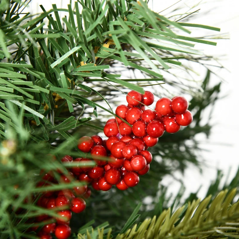 1.5 Foot/16 inch 2 Pack Prelit Artificial Christmas Tree Cordless with 69 Branches, Warm White LED lights, Red Berries, Pine Cones, for Outdoor Entryway, Green