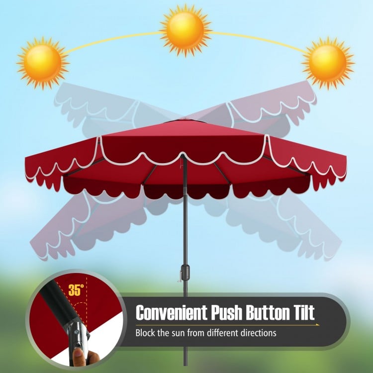 10 Feet Patio Umbrella Outdoor Market Umbrella with Crank Tilt Adjustment-Wine
