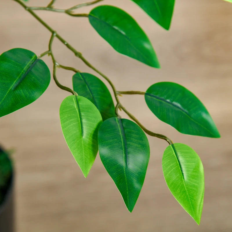 4.5ft Ficus Artificial Plant with Realistic Leaves, Potted Fake Tree for Home Office Indoor Decor, Green