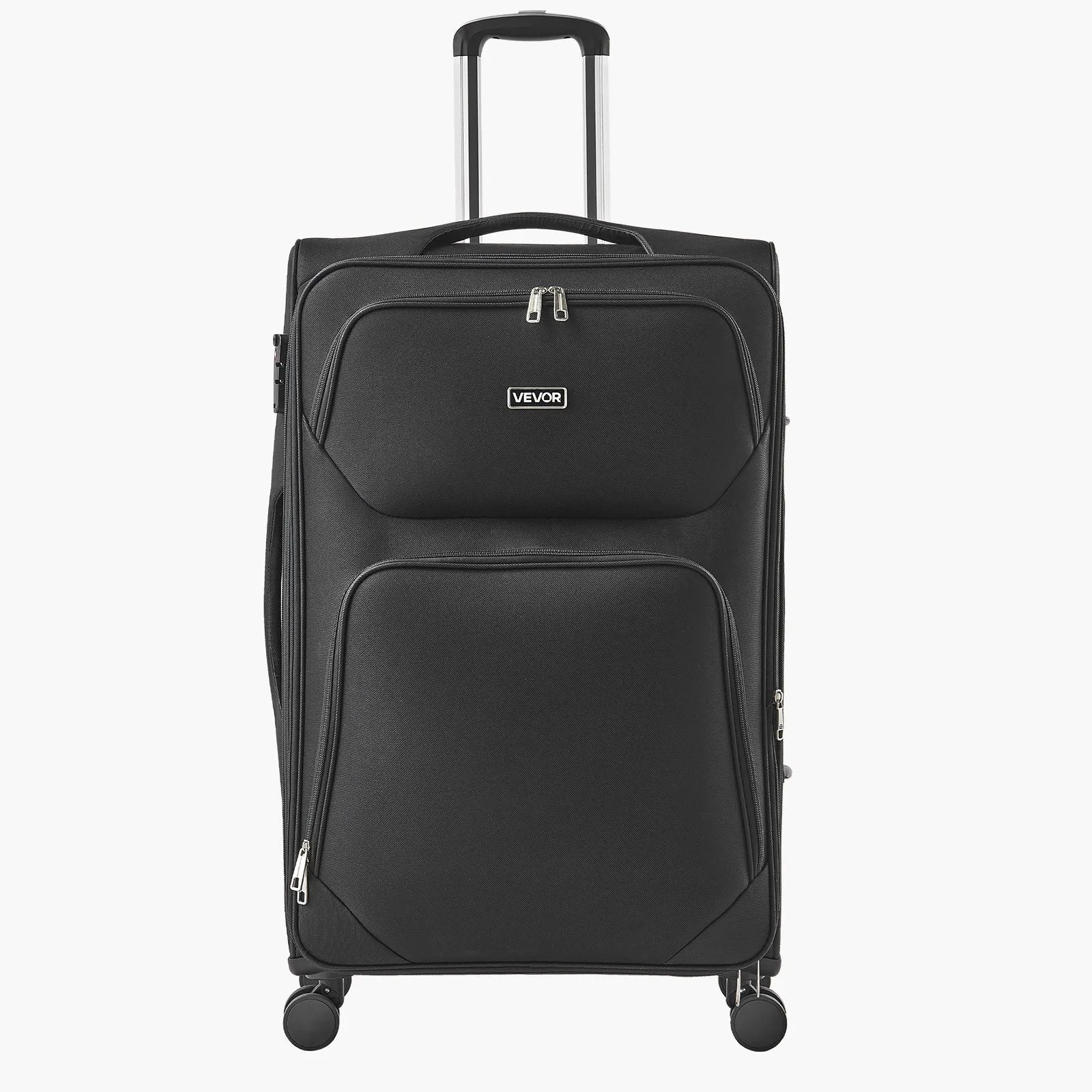 VEVOR 28" Softside Expandable Luggage with Spinner Wheels Checked Suitcase Black