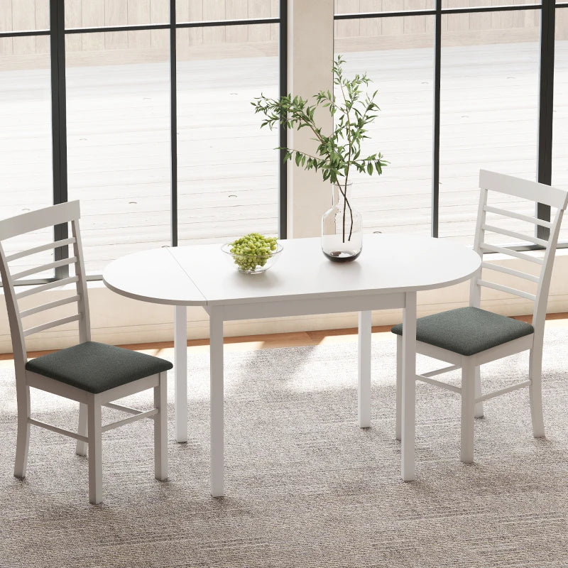 Solid Wood Kitchen Table, Drop Leaf Tables for Small Spaces, Folding Dining Table, White