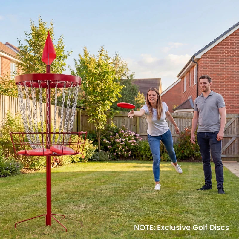 Soozier 24-Chain Portable Practice Basket for Disc Golf Target Stand, Lightweight Basket w/ Carry Bag, Red and Silver