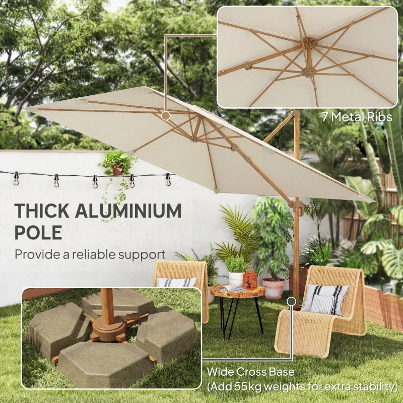 10 FT Patio Cantilever Umbrella, Outdoor Offset Umbrella with 360° Rotation, Outdoor Market Umbrella with Crank and Tilt