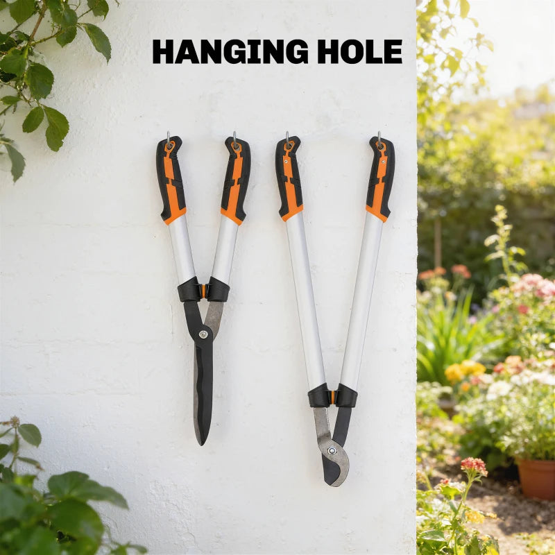4 Pcs Pruning Shears Set with Hedge Shears, Loppers, Garden Secateurs and Folding Hand Saw with Aluminum Handle