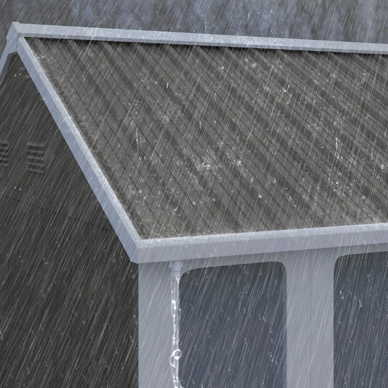 12' x 5.5' Metal Garden Storage Shed, Outdoor Tool Storage House with Lockable Door, Vents, Sloped Roof, Light Grey