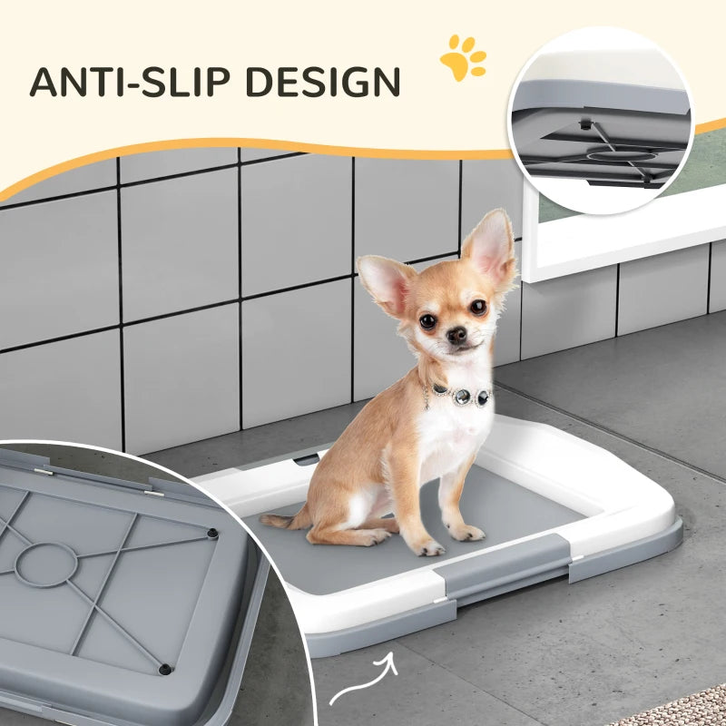 18" x 13" Pee Pad Holder, Dog Potty Tray for Indoor Outdoor, Easy to Clean Dog Training Toilet Pee Pad Tray, Grey