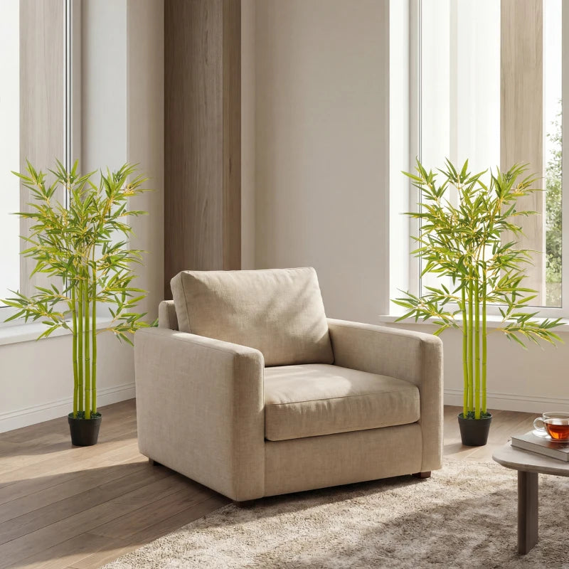 4FT Artificial Bamboo Tree Set of 2, Faux Decorative Plant in Nursery Pot for Indoor Decor