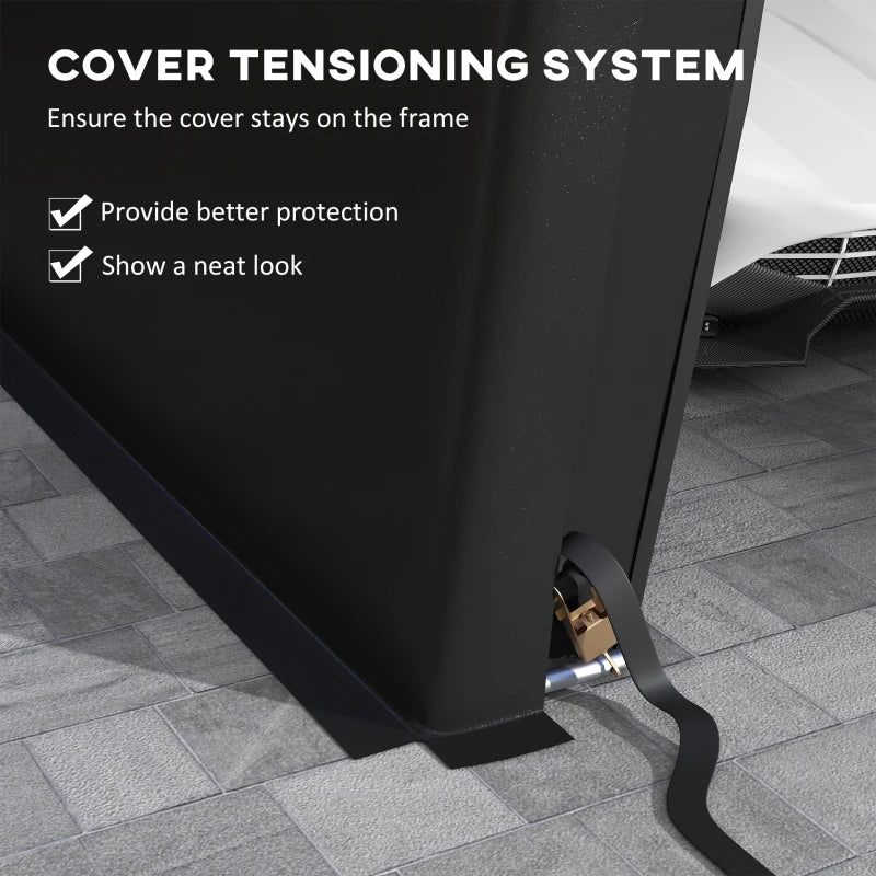12' x 20' Portable Garage, Heavy Duty Carport Canopy with Ventilation Windows and Large Roll-up Door, Black
