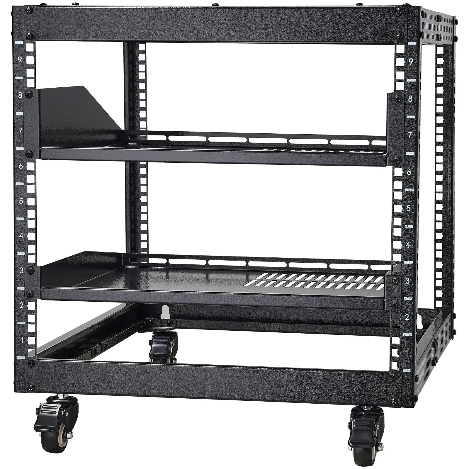 VEVOR 9U 4 Post Open Frame Server Rack Network Enclosure 23''-40'' Adjustable