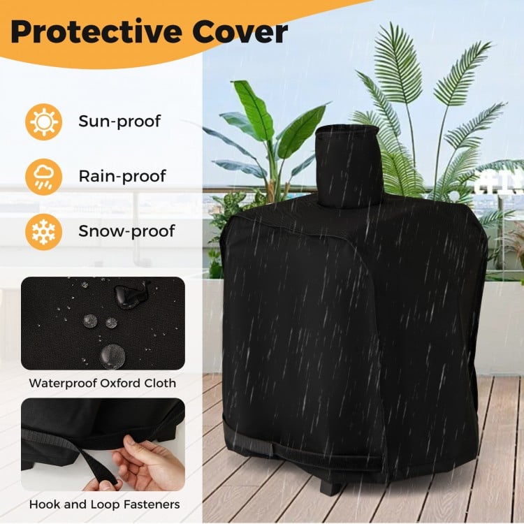 12 Inch Outdoor Pizza Oven with Pizza Stone for Patio Backyard Camping BBQ-Black