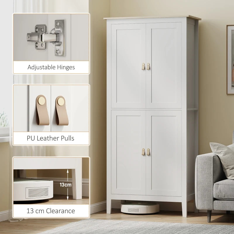 69.5" Tall Kitchen Pantry Storage Cabinet with Motion Sensor LED Light, Modern Kitchen Pantry Cabinet, White