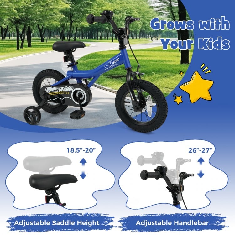 14-Inch Kids Bike with Removable Training Wheels Navy - Brave Hero