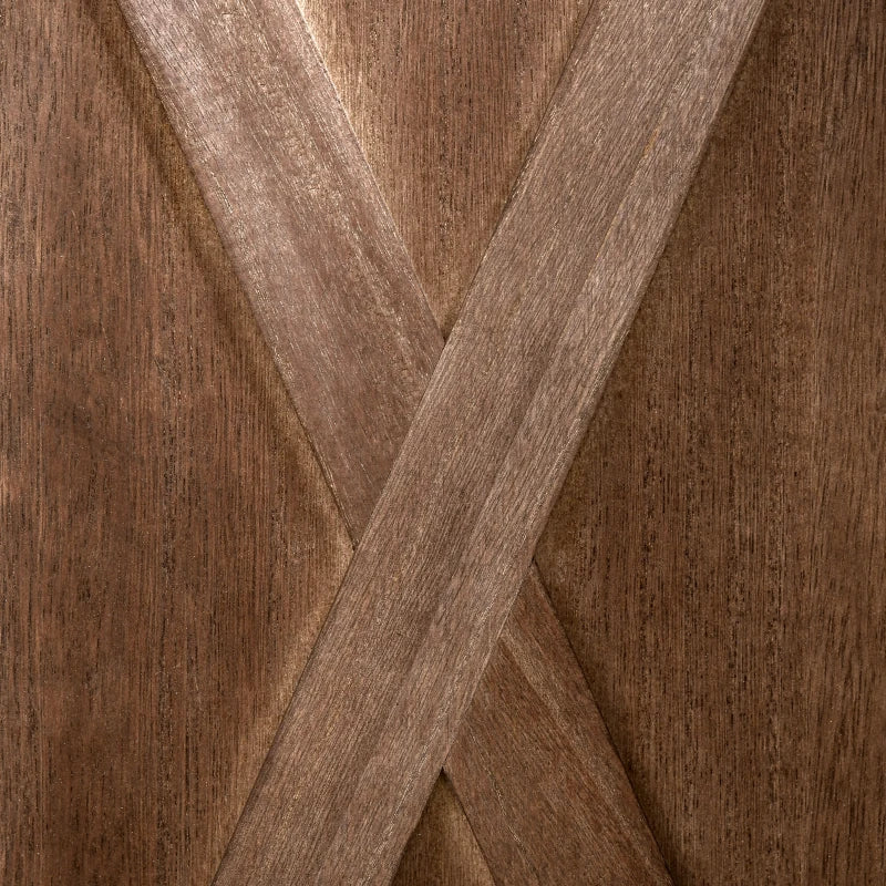 4-panel Wall Partition Farmhouse Room Separator with Foldable Design Wooden Frame 5.6FT, Walnut