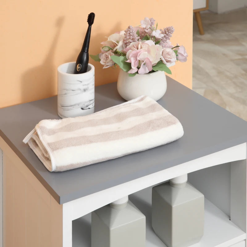 Small Bathroom Storage Cabinet, Floor Cabinet with 3 Drawers and Open Component, Narrow Bathroom Cabinet, White