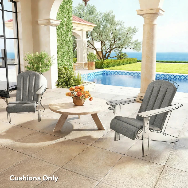 Set of 2 Patio Chair Cushions, High Back Adirondack Chair Cushion with Ties, High-Density Foam, Dark Grey