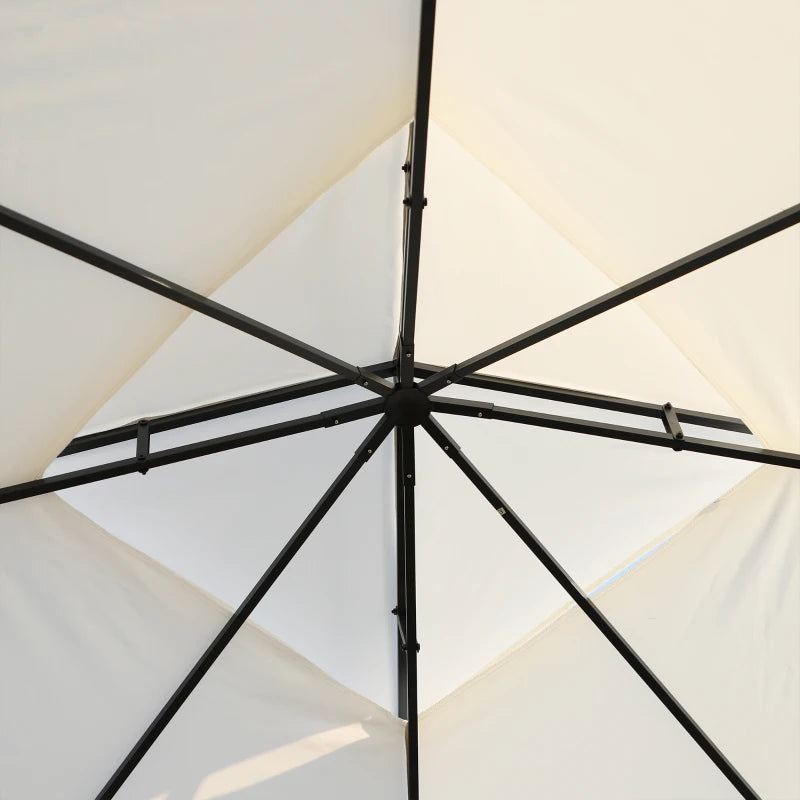 10'x10' Soft-top Steel Patio Gazebo Outdoor Sun Shelter with 2-Tier Polyester Roof, Curtain Sidewalls, White