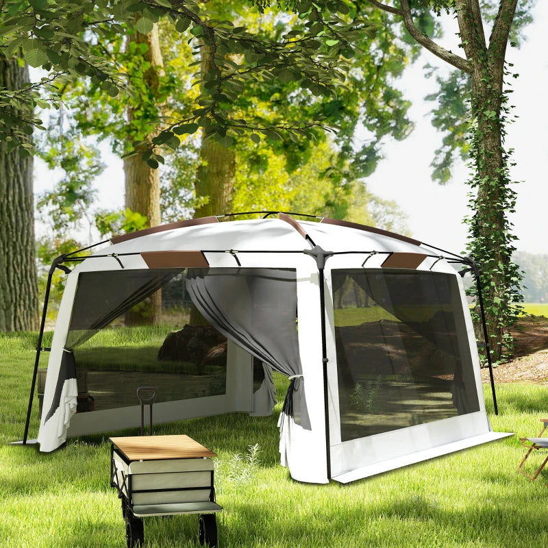 12' x 12' Screen Tent, UV50+ Protection Outdoor Screen House with Carry Bag & Ground Stakes, Fits 6-8 People, White