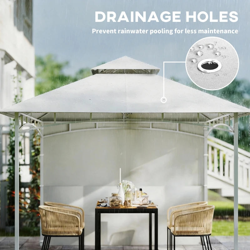 10' x 10' Patio Gazebo, Double Roof Outdoor Gazebo Canopy Shelter with Storage, Hook, Metal Frame, Cream White