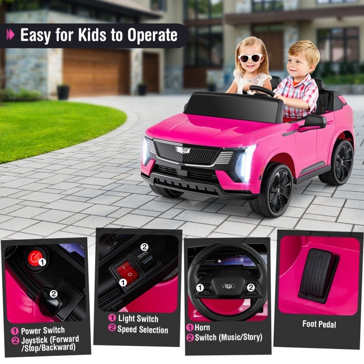 24V Ride on Truck 2-Seater Licensed Cadillac with Remote Control-Pink