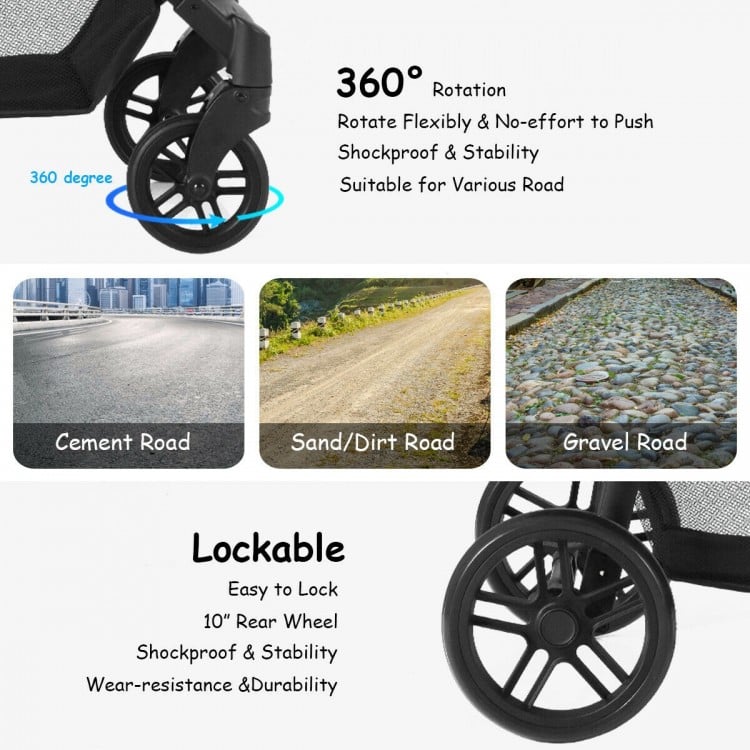 2 in 1 Foldable Pushchair Newborn Infant Baby Stroller-Coffee