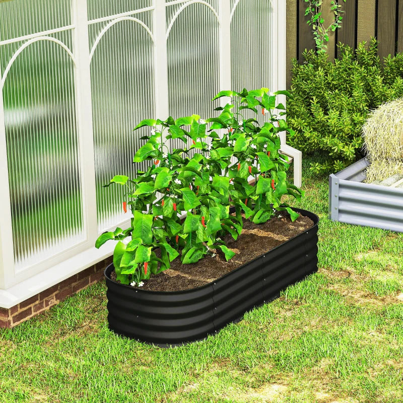 4.9 x 2 x 1ft Galvanized Raised Garden Bed Kit, Metal Planter Box with Safety Edging, Black